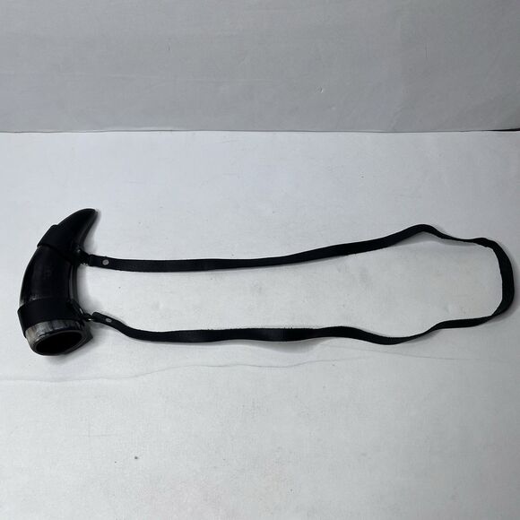 Lot Of 2 Ale Horn Bovine Viking Drinking Shot Size Horn with Leather Strap - Picture 4 of 11